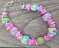 blue and pink bracelet