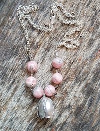 Silver and pink necklace