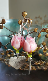 Pink Rose artisan earrings