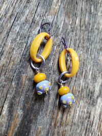 Yellow and lavender earrings