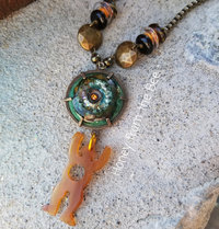 Amber and Green Boho necklace