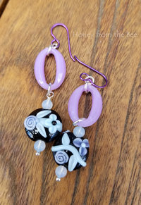 Lavender and black earrings