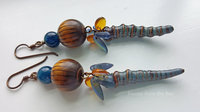 Brown and blue earrings