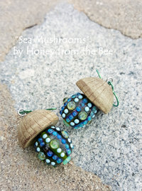 Green and Blue Lampwork Earrings