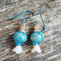 Aqua and peach aventurine earrings