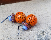 Orange enamel earrings
