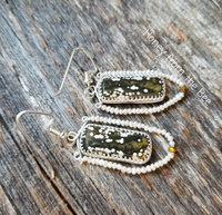 Ocean jasper and seed pearl earrings