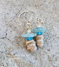 Sky blue and white earrings