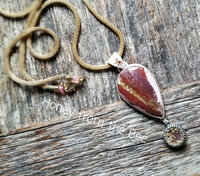 Fancy Jasper necklace in shades of red, gold and silver.