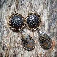 Black and gold statement earrings