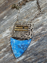 blue and gold artisan necklace