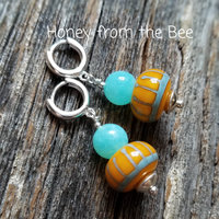 Blue and yellow earrings