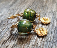 Green lampwork earrings