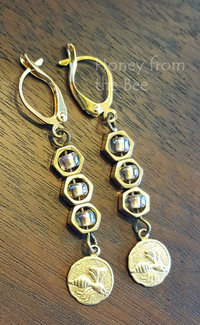 Golden honeybee earrings