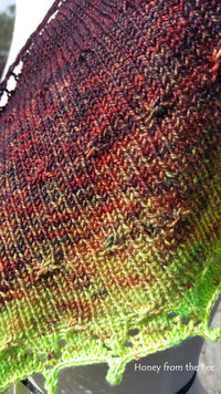 burgundy and chartreuse handknit