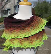 Chartreuse and burgundy shawl