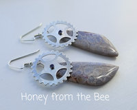 Lavender and beige gemstone earrings