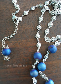 Concho style necklace with blue druzy beads