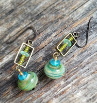 Green artisan earrings