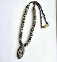 Green and brown necklace features Imperial Jasper and Rainforest Jasper