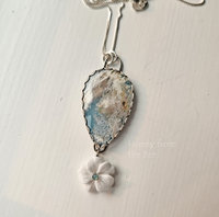Artisan gemstone necklace in aqua and white