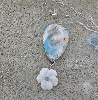 Plume Agate pendant in white and aqua