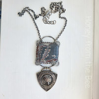 Antique Watch fob dangle from Dendritic Jasper focal set in sterling silver