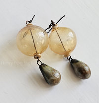 Boho earrings in yellow and pale green