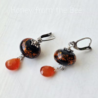 Lampwork earrings with carnelian drops