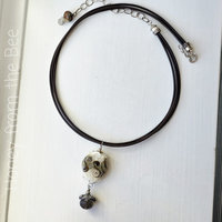 One of a kind Autumn necklace in brown and white