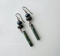 Lampwork earrings with African turquoise dangle and copper accents