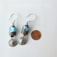Ocean inspired earrings in blue and silver