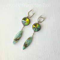 Rainbow crystal earrings with chrysocolla