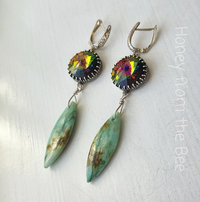 Gemstone earrings feature chrysocolla