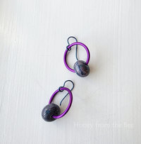 Lampwork earrings in fucshia and teal