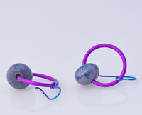 Bright berry colored earrings in teal and purple