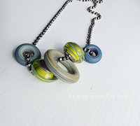 Blue and green lampwork necklace