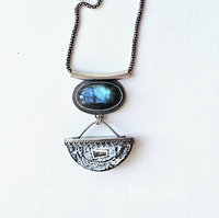 Labradorite pendant in sterling silver with agate