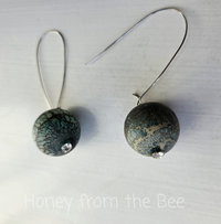 Party earrings in teal and silver