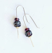 Cranberry Lampwork earrings with touches of blue