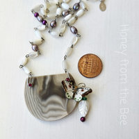 Gemstone necklace in cream and brown