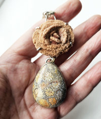 Autumn gemstone pendant in shades of soft orange and grey