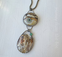 Art necklace featuring Regency Plume Agate and Chrysoprase