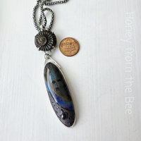 Blue and brown pendant with sterling silver