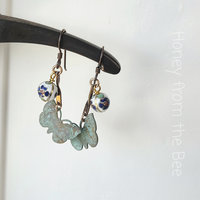 Flower and butterfly earrings
