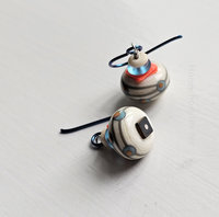 Orange and aqua earrings feature fun lampwork