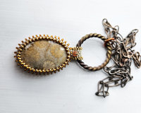 Chrysanthemum - Coral Agate pendant