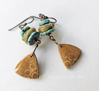 Casual gemstone earrings in turquoise and yellow