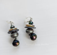 One of a kind earrings in shades of purple, blue, teal and yellow