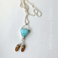 Beach necklace with blue gem turquoise